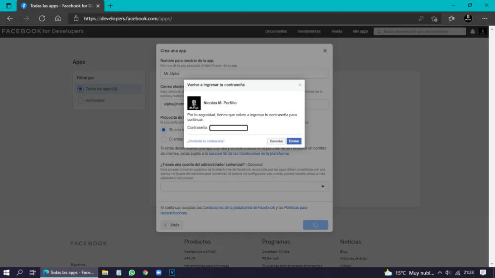 ingreso de contraseña de facebook