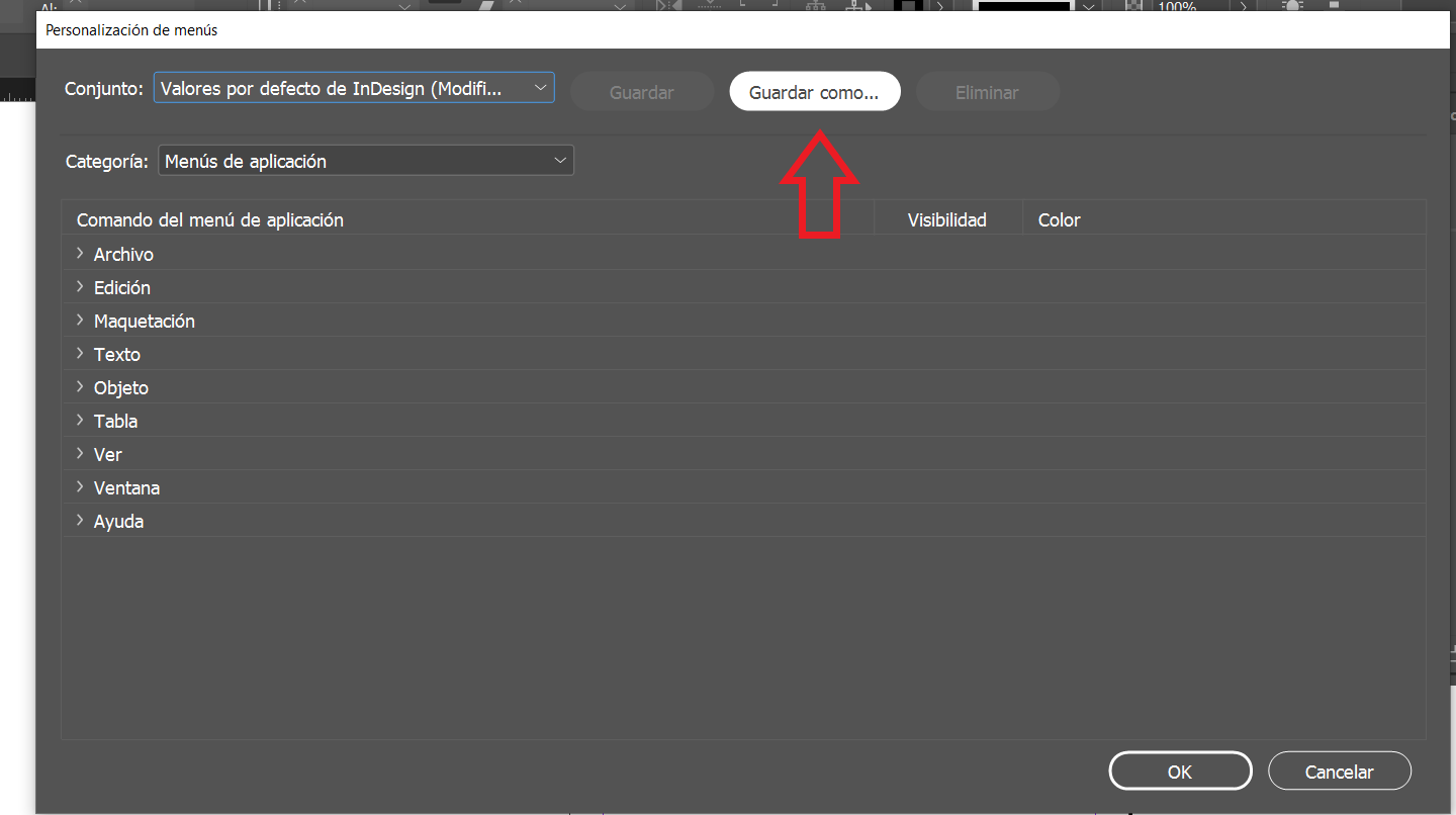 Cómo crear un conjunto de menús personalizados indesign
