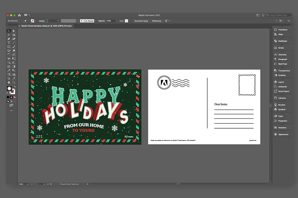 creación de tarjetas de Navidad en Illustrator