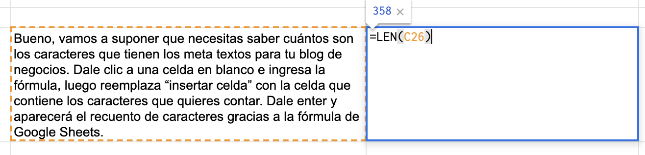 len formula google sheets