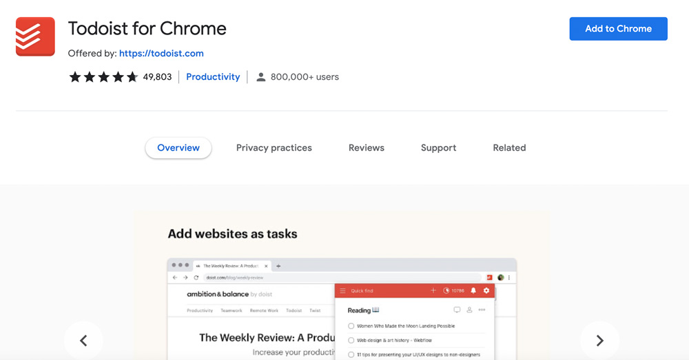 todoist chrome extension not working