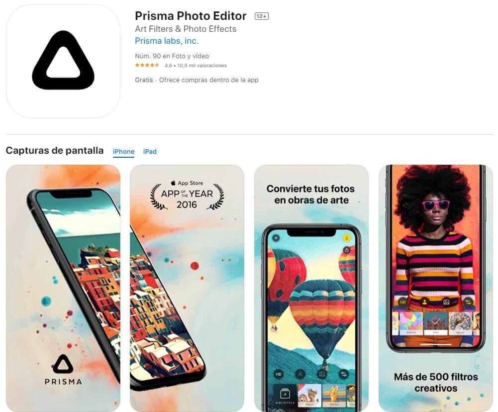 prisma app para convertir fotos en pinturas