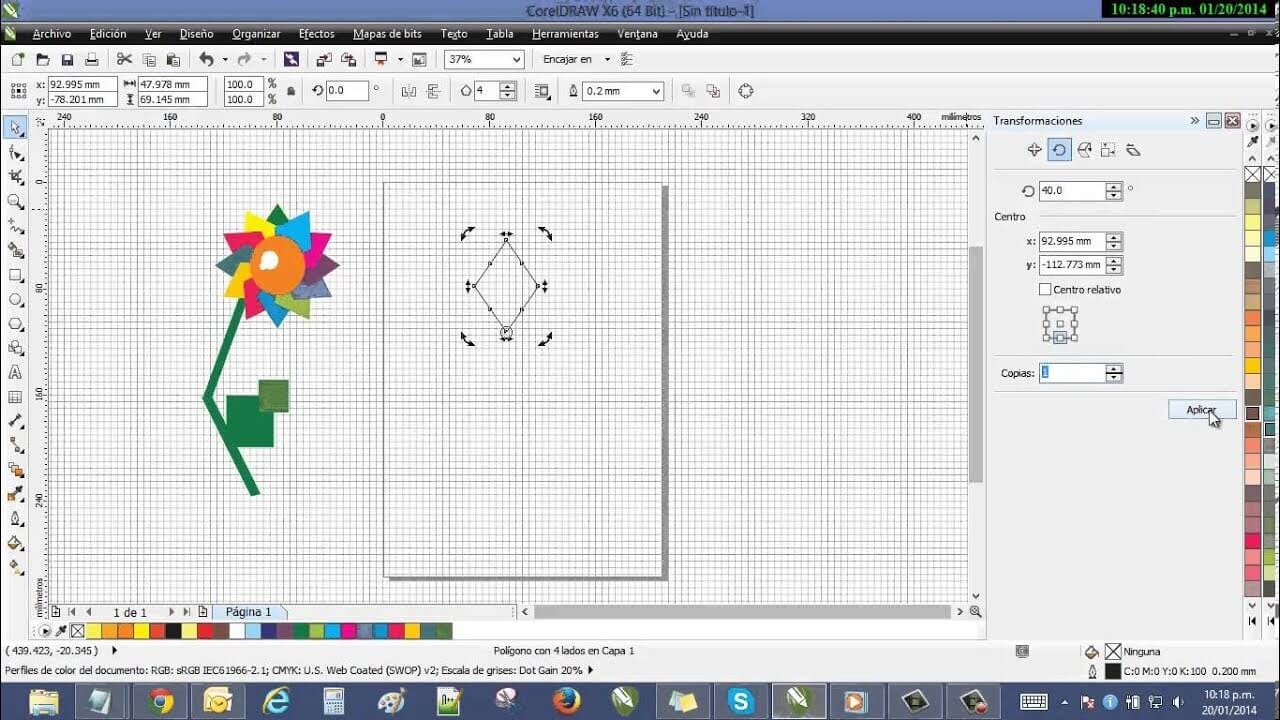 cuadrícula y guías en Corel