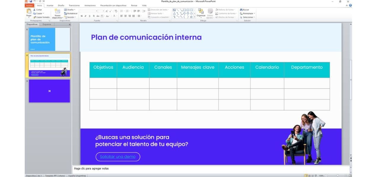 Plantilla de plan de comunicación