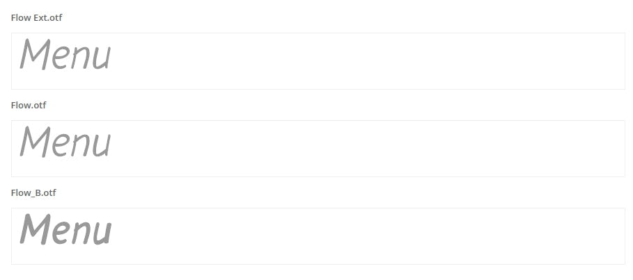 Flow Ext fuentes para menús de restaurantes