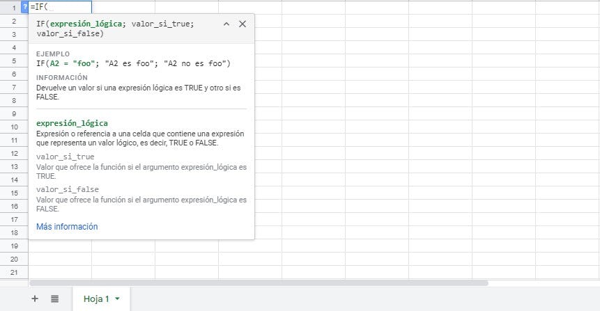 Utilizar la función SI en Excel