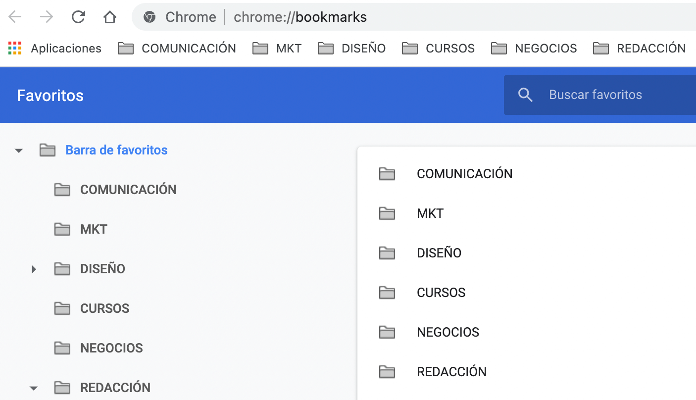 favoritos en Chrome