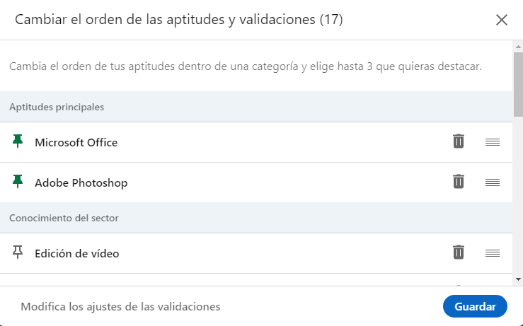 aptitudes en linkedin