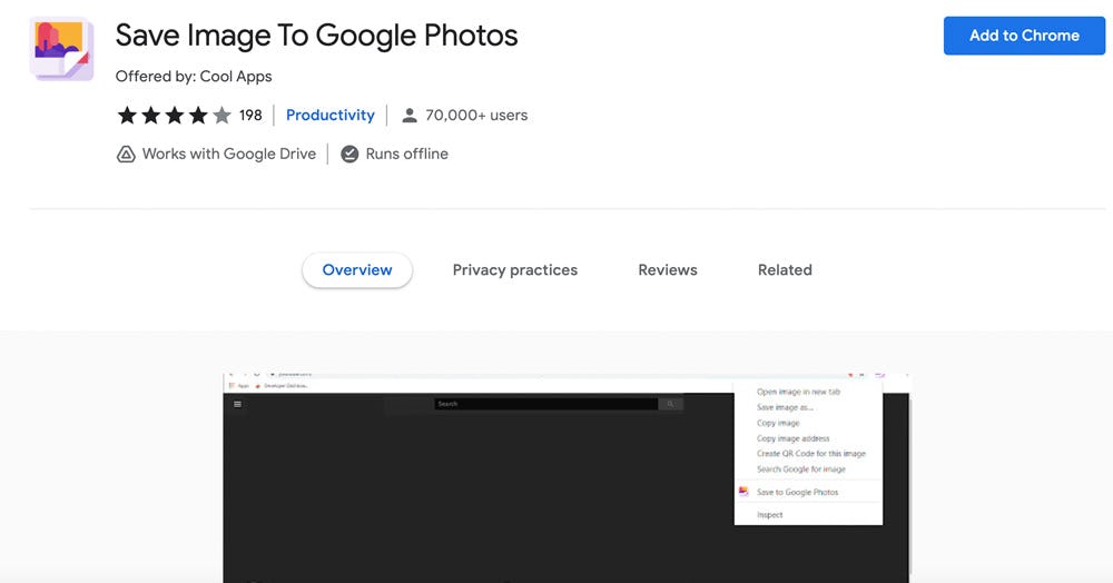 extensión Save Image To Google Photos