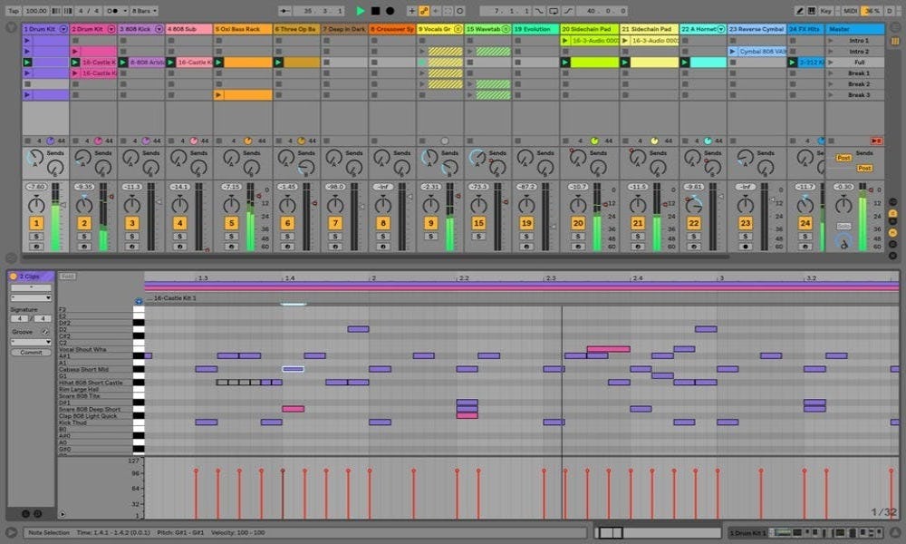 Pantalla de edición que te aparece luego de descargar Ableton