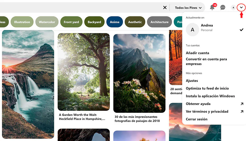 eliminar cuenta de pinterest - desactivar