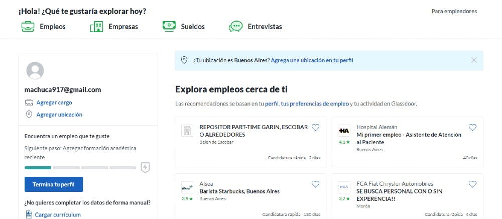 Página para buscar trabajo en Internet