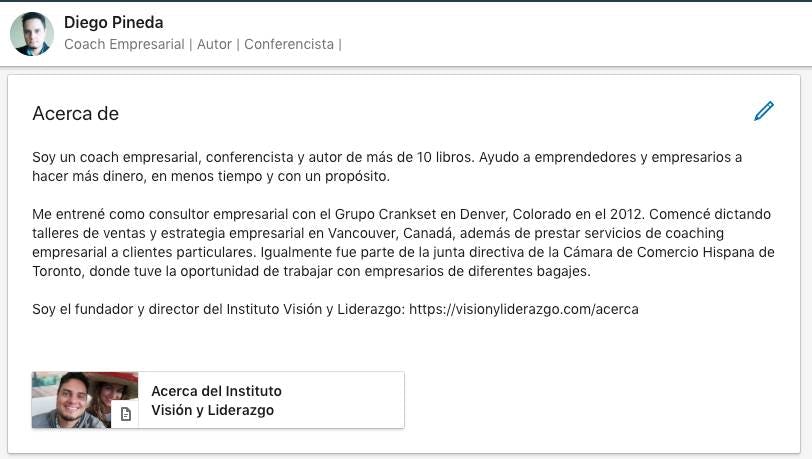 ejemplo de extracto en linkedin