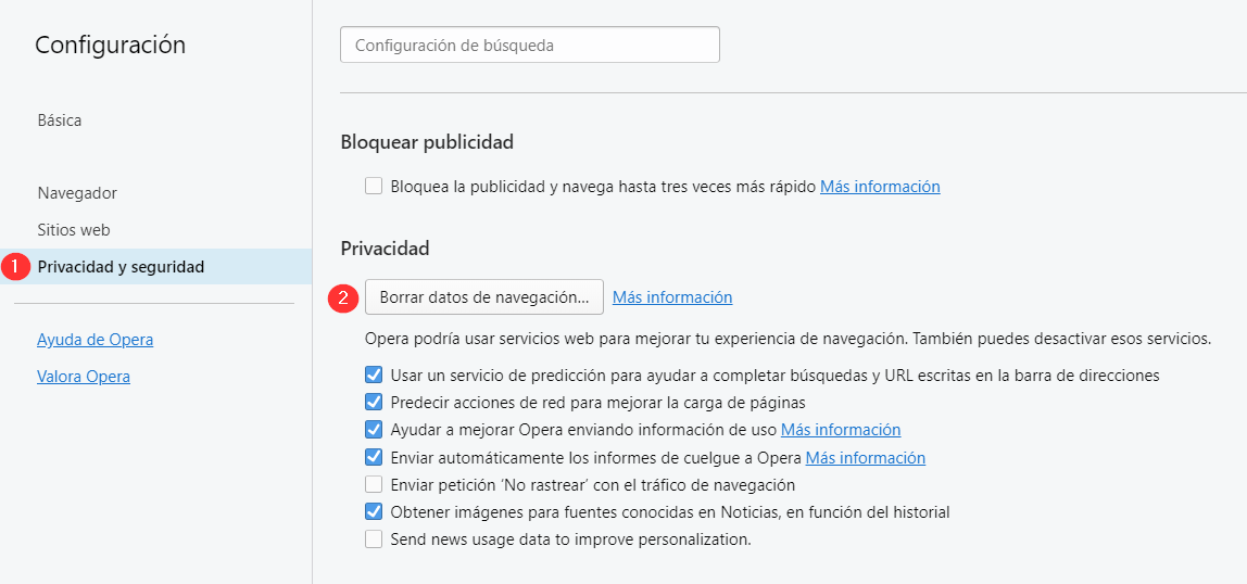 Aprender a borrar la memoria caché en Opera