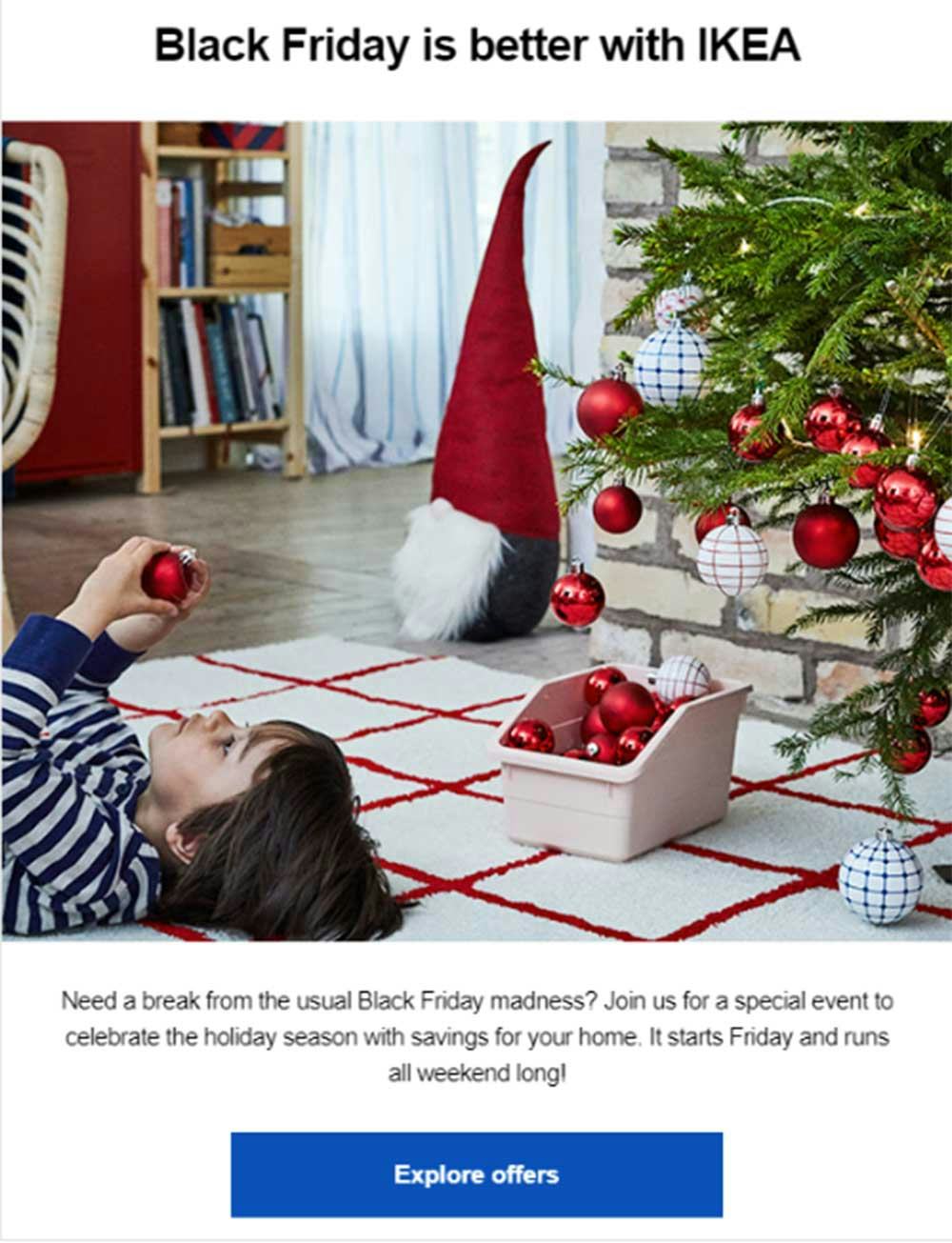 IKEA ejemplo de un asunto de correo electrónico en Black Friday