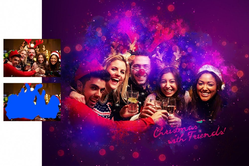 ejemplo de tarjeta de Navidad con acciones de Photoshop