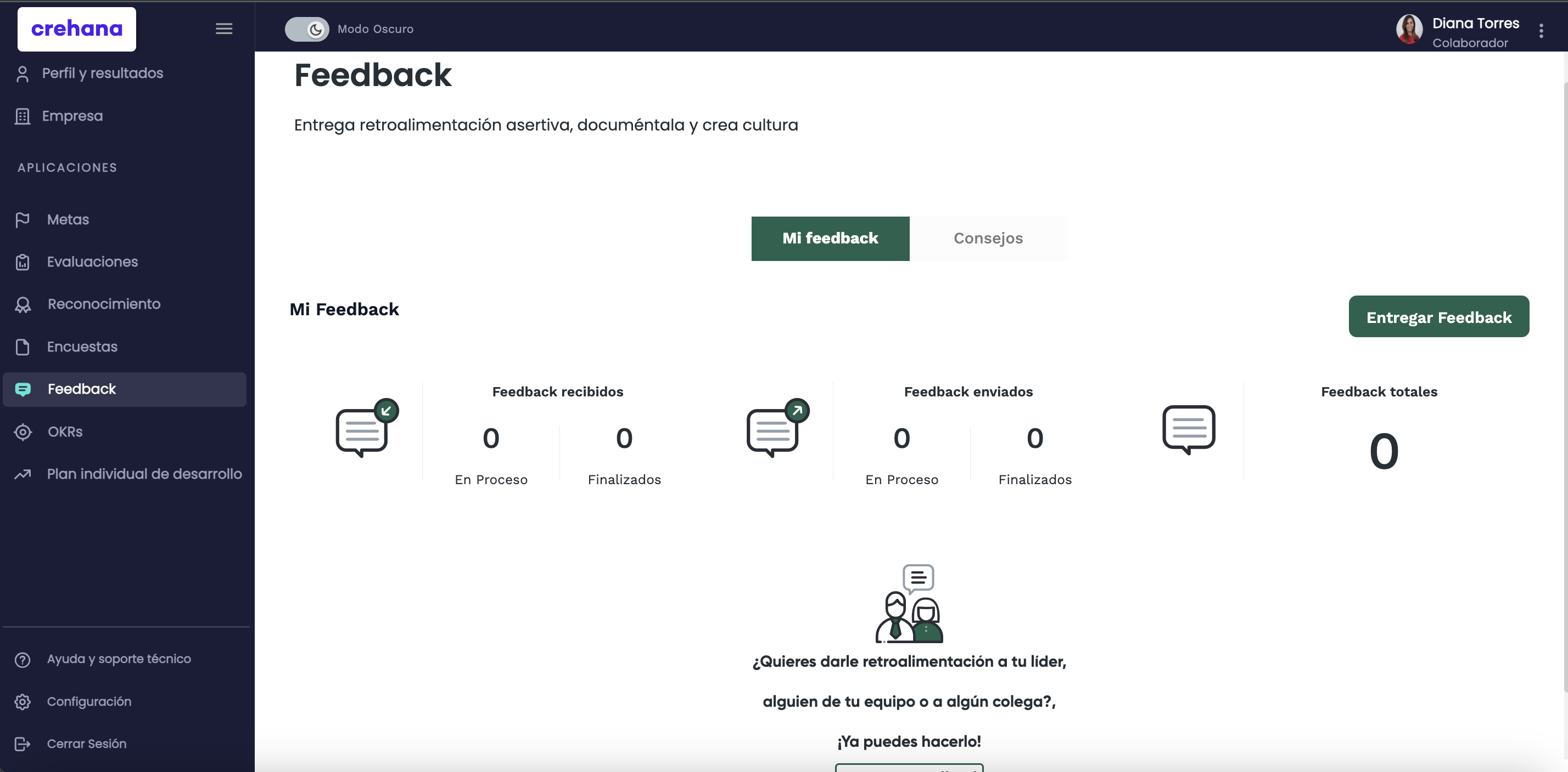 herramienta de feedback Crehana