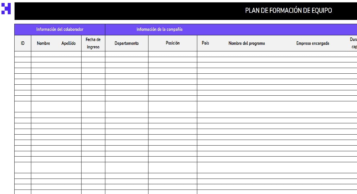 Plantilla de capacitación