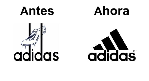 antes y después del logo de Adidas