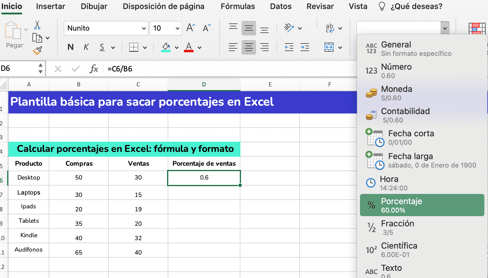 Calcular nota porcentajes