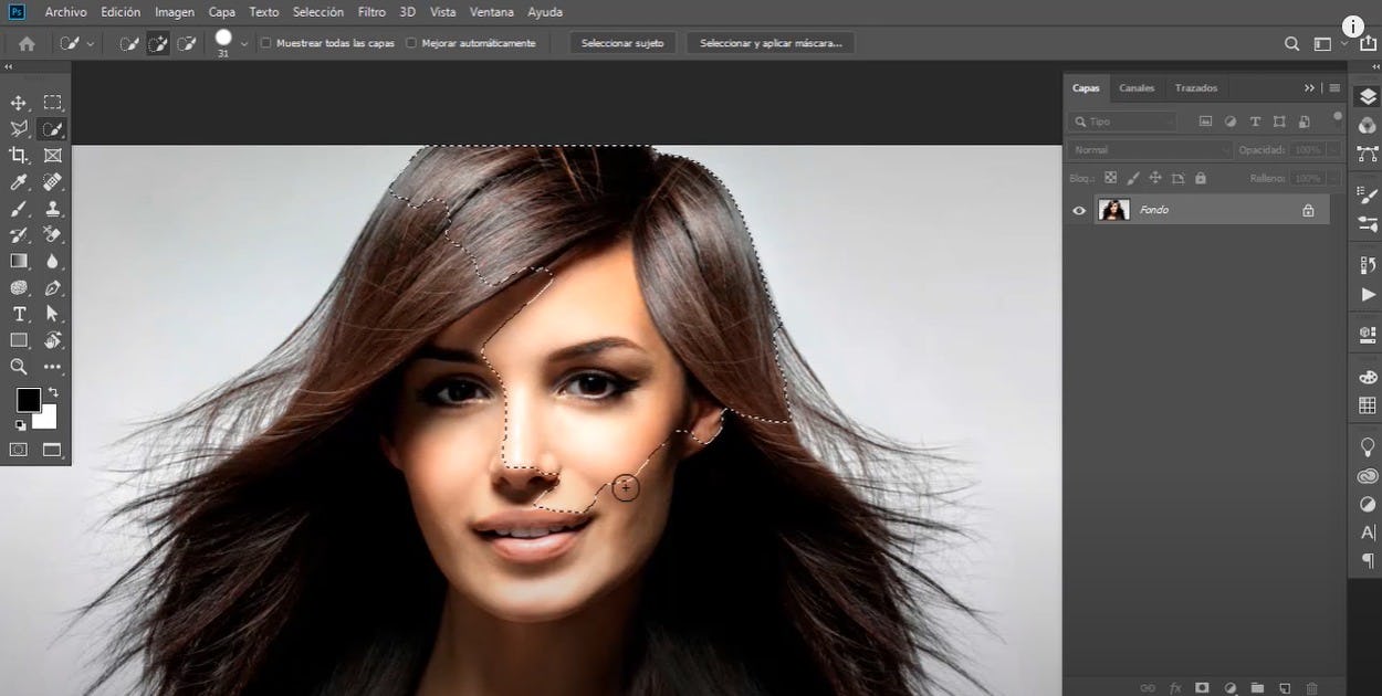 seleccionar cabello para calar con gama de colores en Photoshop