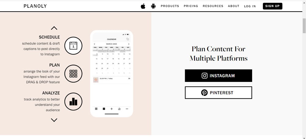 Planoly aplicación para ordenar fotos de Instagram