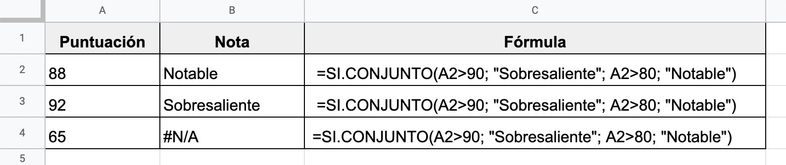 Fórmula de SICONJUNTO