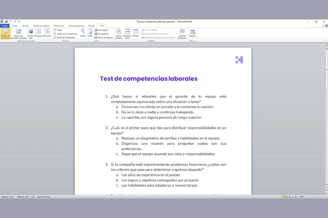 Test de competencias laborales