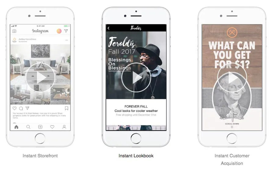 Anuncio de Experiencia Instantánea en Instagram