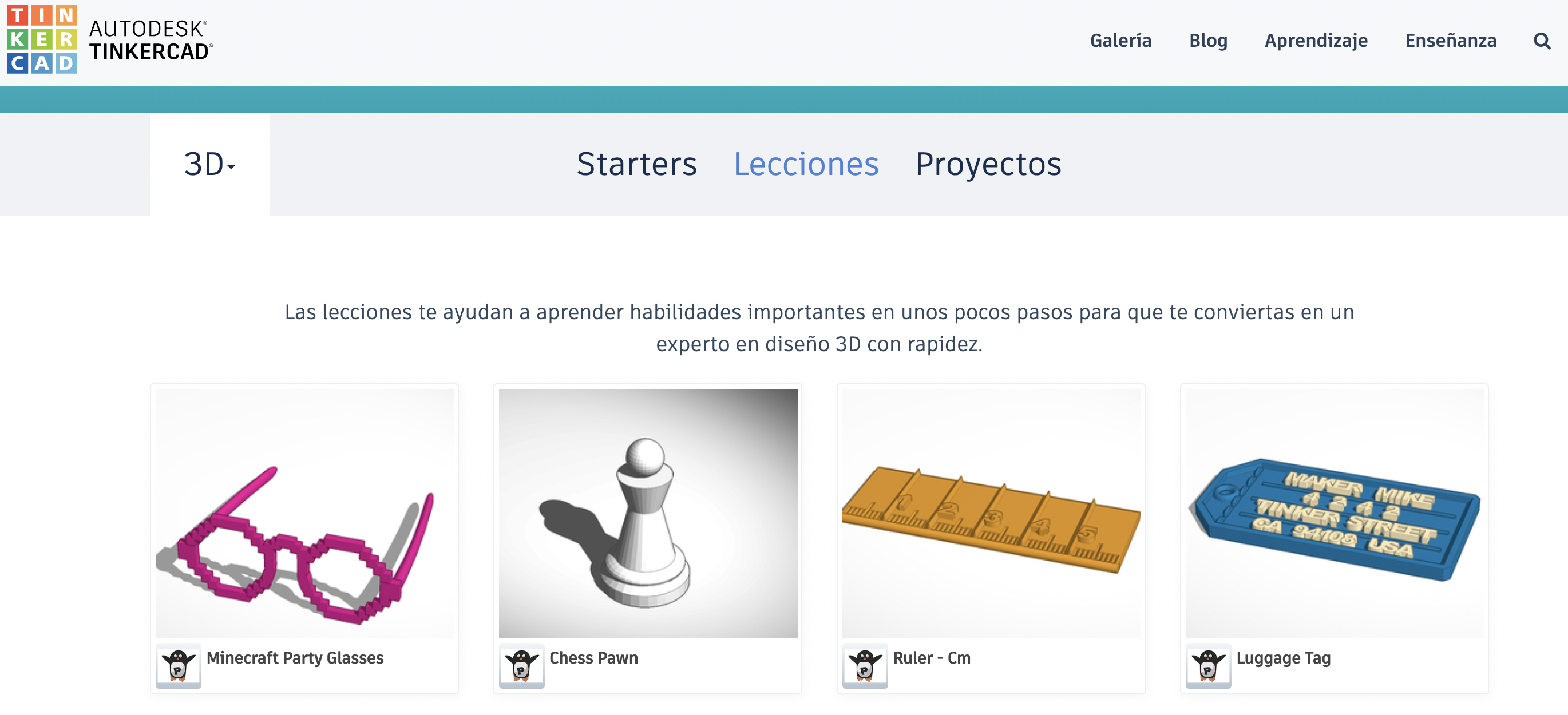 tinkercad lecciones tutoriales plataforma