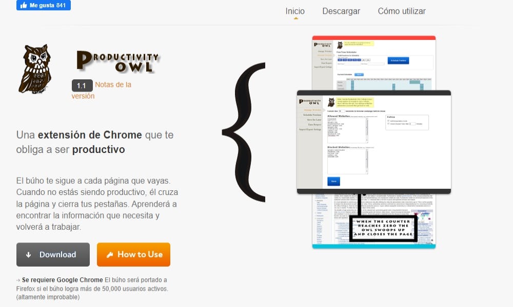 Productivity Owl entre los ejemplos de aplicaciones de productividad más originales
