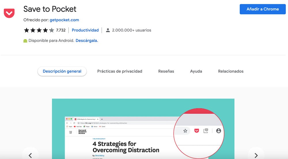 extensión Save to Pocket