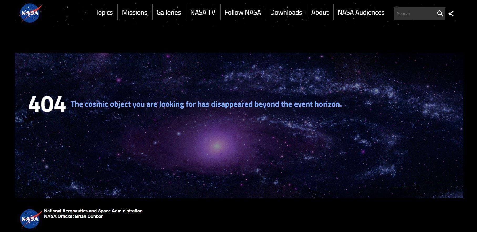 paginas de error nasa