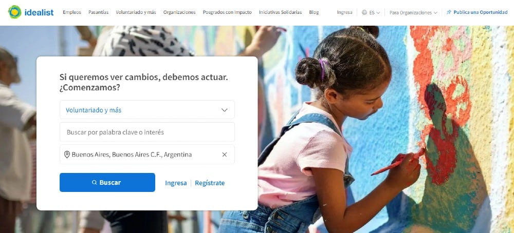 Buscar trabajo en página de Idealist