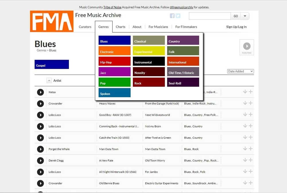 descargar música para podcast en Free Music Archive