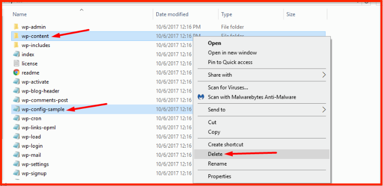 archivos de Wordpress dañados