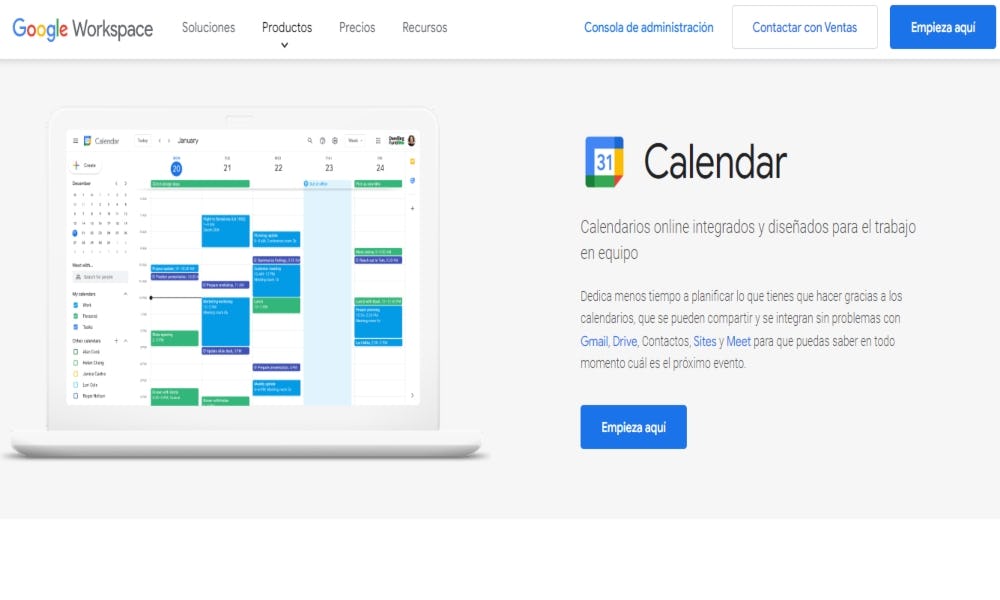 Google Calendar ubicado entre los mejores ejemplos de programas de productividad