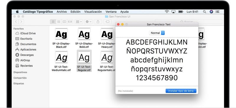 Añadir fuentes para Word en una Mac