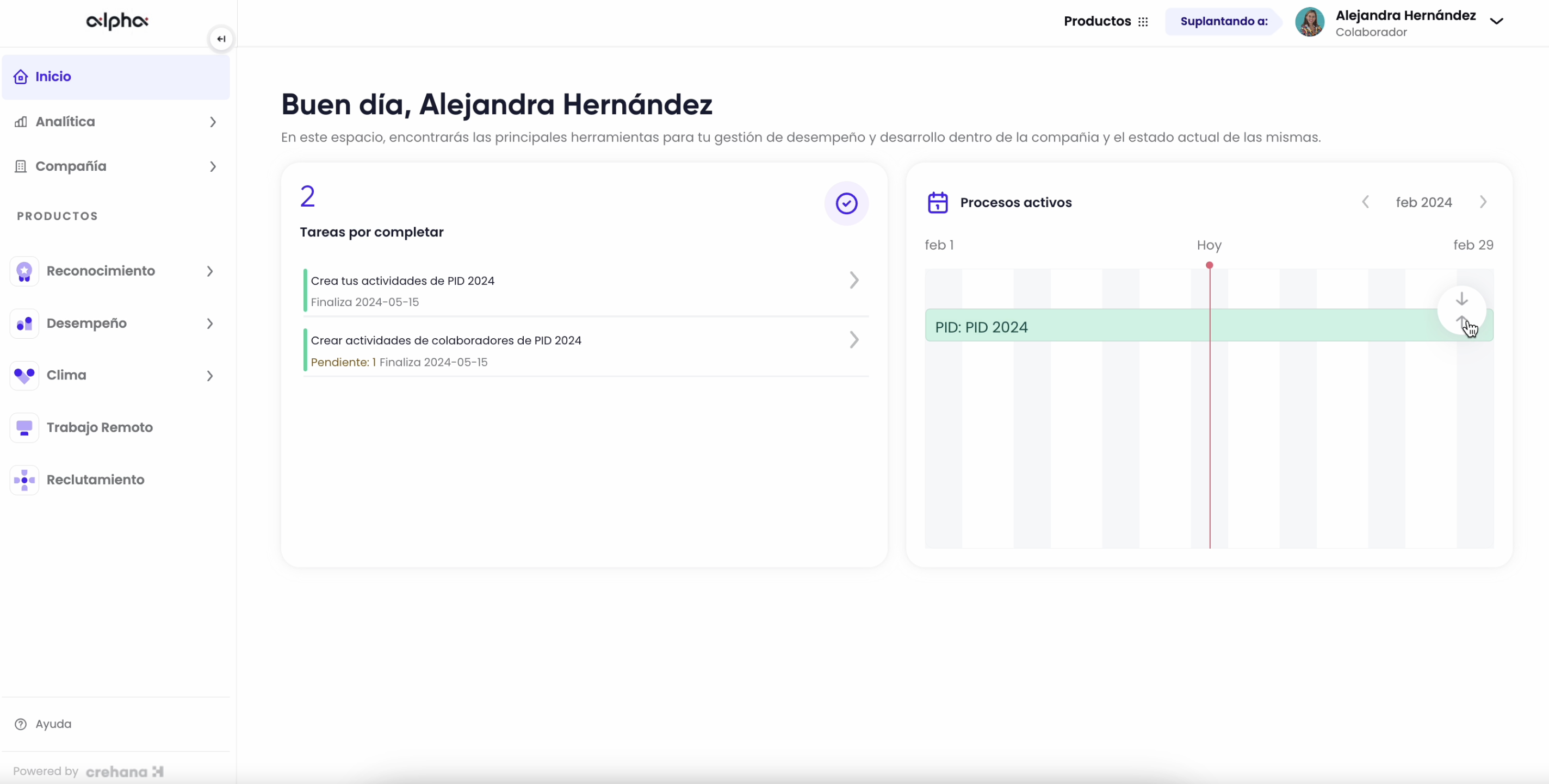 Nueva página de inicio de la plataforma Crehana
