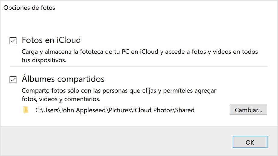 activar fotos icloud windows