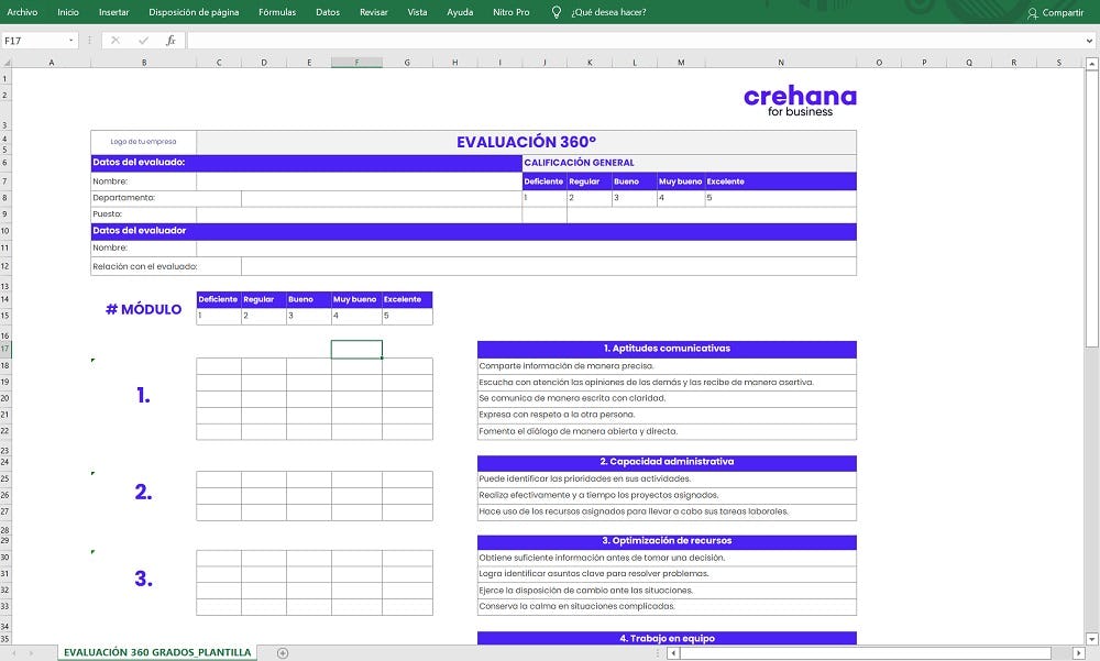 plantilla de evaluacion de desempeño gratis