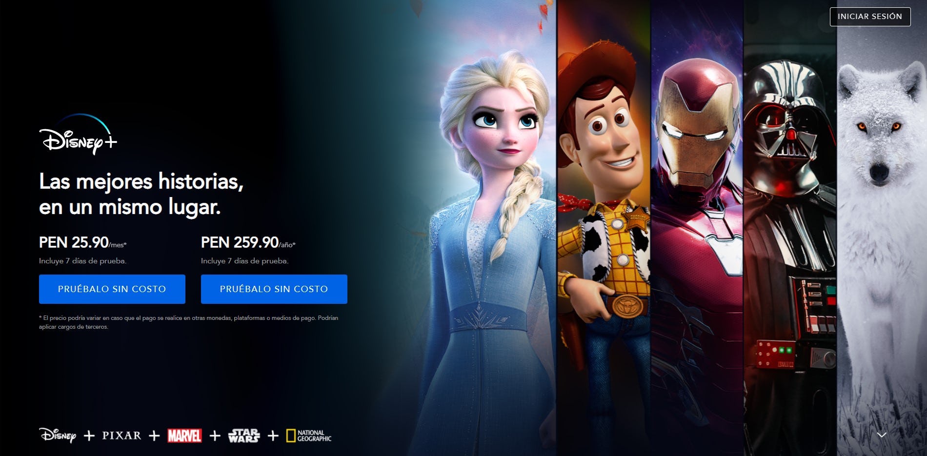 landing page creativa de disney plus