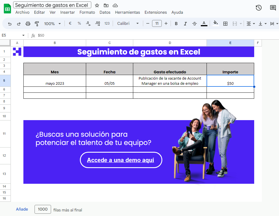 seguimiento de gastos excel planilla registro crehana