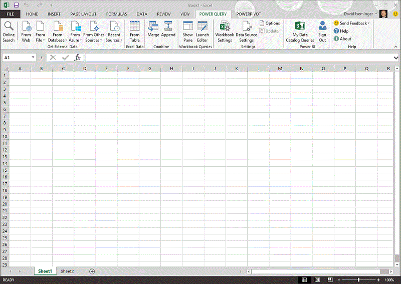 Panel para conectar datos en power query