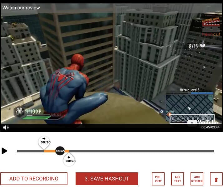 cortar videos en YouTube online en Hashcut