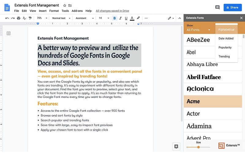 Extensión para añadir fuentes a Google Docs