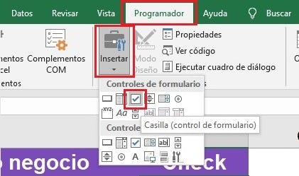 Imagen controles de formulario Excel