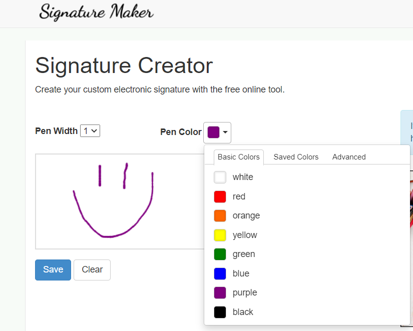 Signature Maker página para crear firmas personales