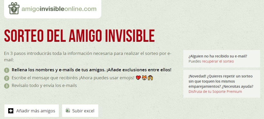Sorteo de amigo invisible online