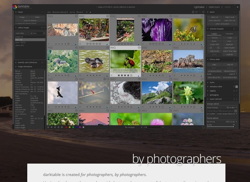 darktable edicion de fotos